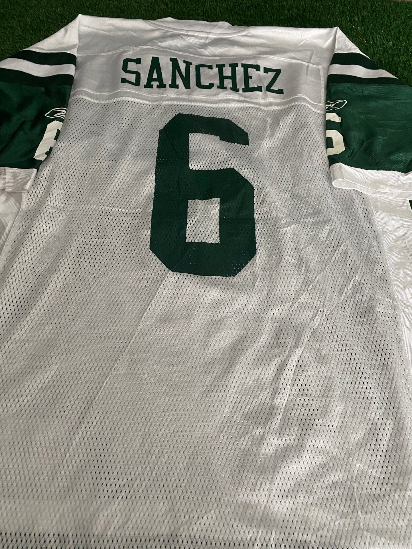 NY New York Jets NFL American Football USA Large Mans Sanchez no6 Reebok Made Jersey