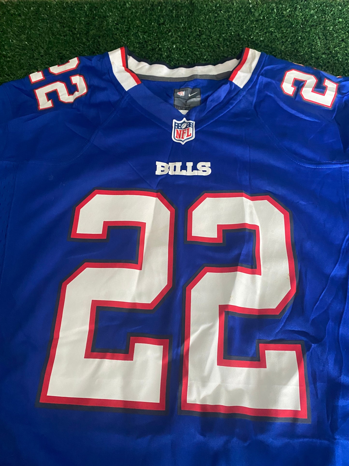 Buffalo Bills NFL American Football USA Large Mans Jackson no22 Nike On Field Jersey