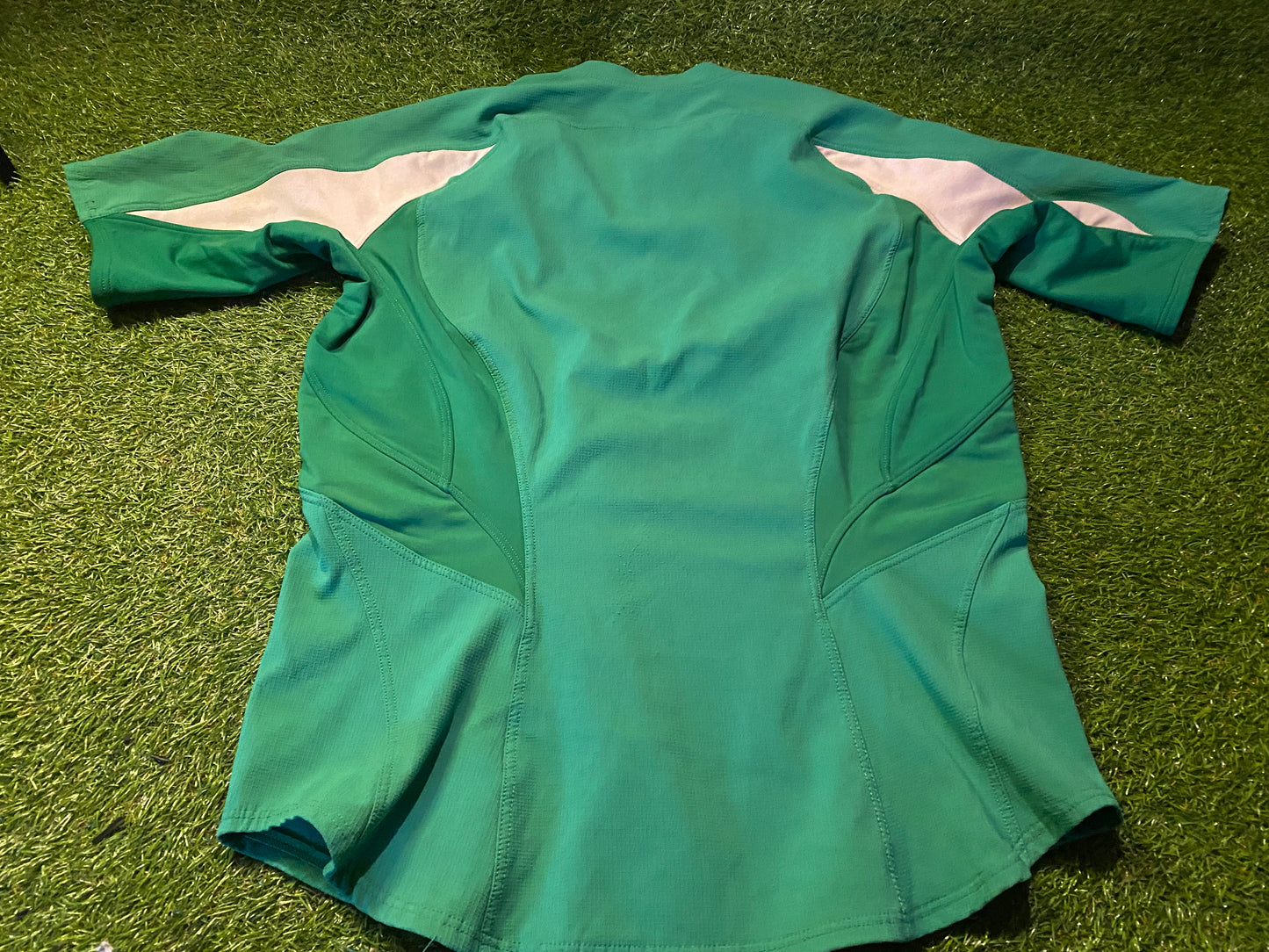 Nike Rugby XXL 2XL Mans Stretch Tight Fit Green / White Jersey Rugby Union League Sports