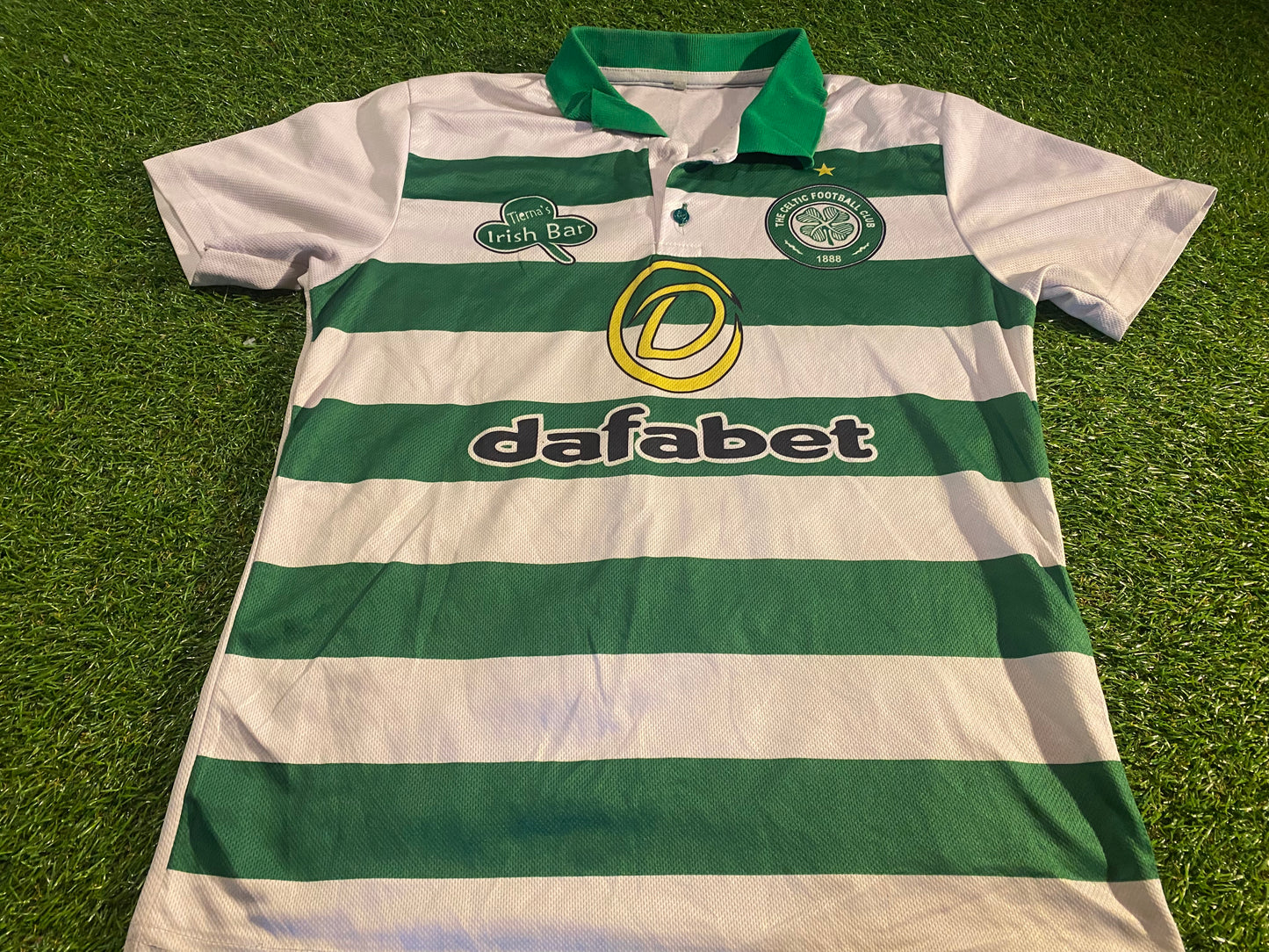 Celtic Tierna's Irish Bar Turkey Soccer Football Small Mans 8 In A Row Jersey