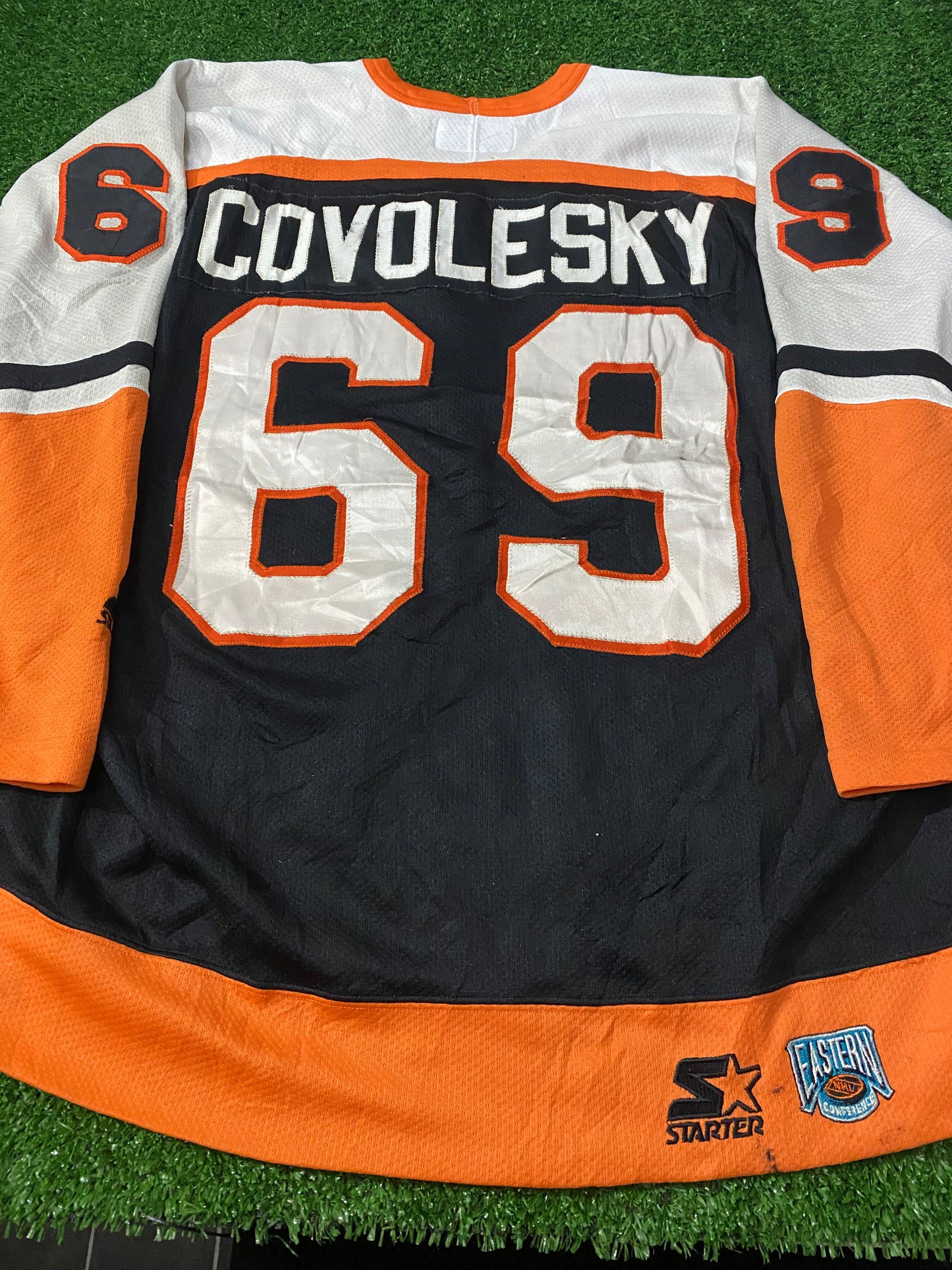 Philadelphia Flyers USA NHL Ice Hockey Large Mans Rare Covolesky no69 Starter Jersey