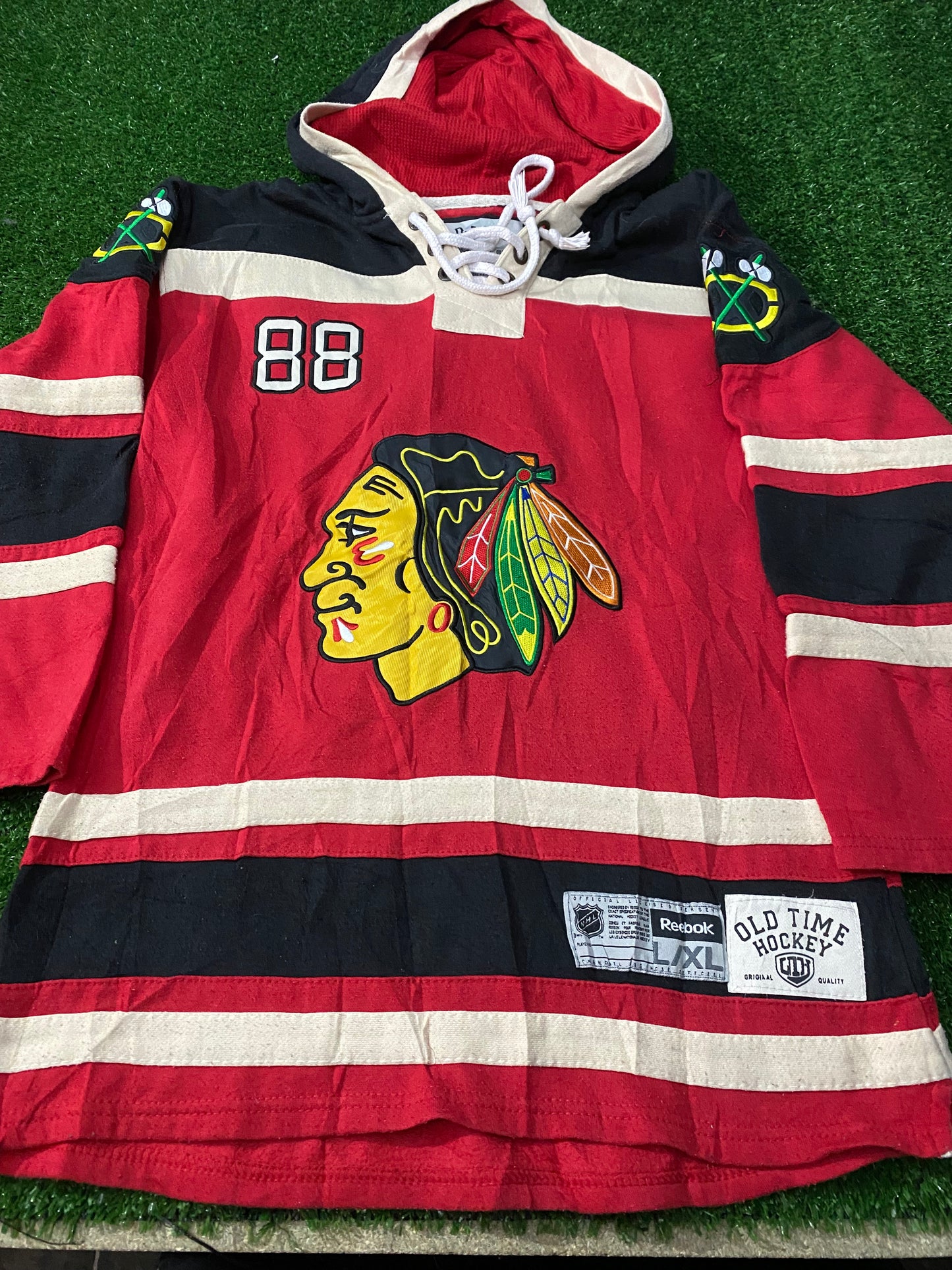 Chicago Blackhawks USA NHL Ice Hockey Youths / X Small Mans Kane no88 Vintage Hooded Top