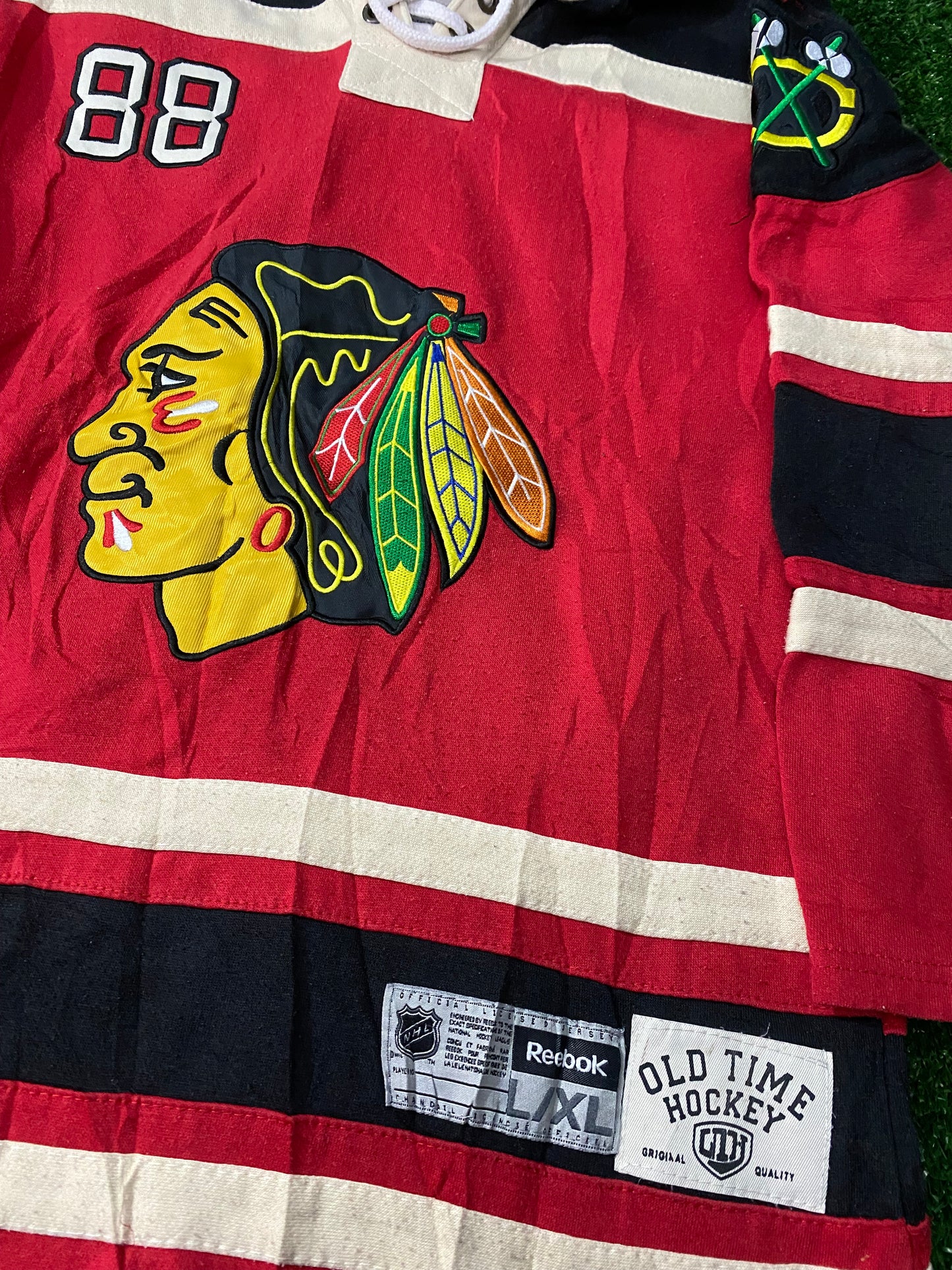 Chicago Blackhawks USA NHL Ice Hockey Youths / X Small Mans Kane no88 Vintage Hooded Top