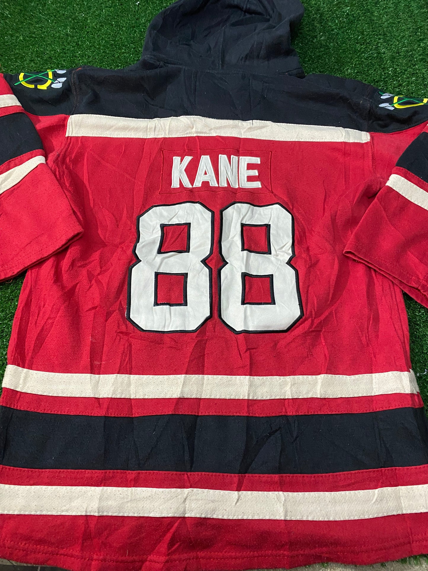 Chicago Blackhawks USA NHL Ice Hockey Youths / X Small Mans Kane no88 Vintage Hooded Top