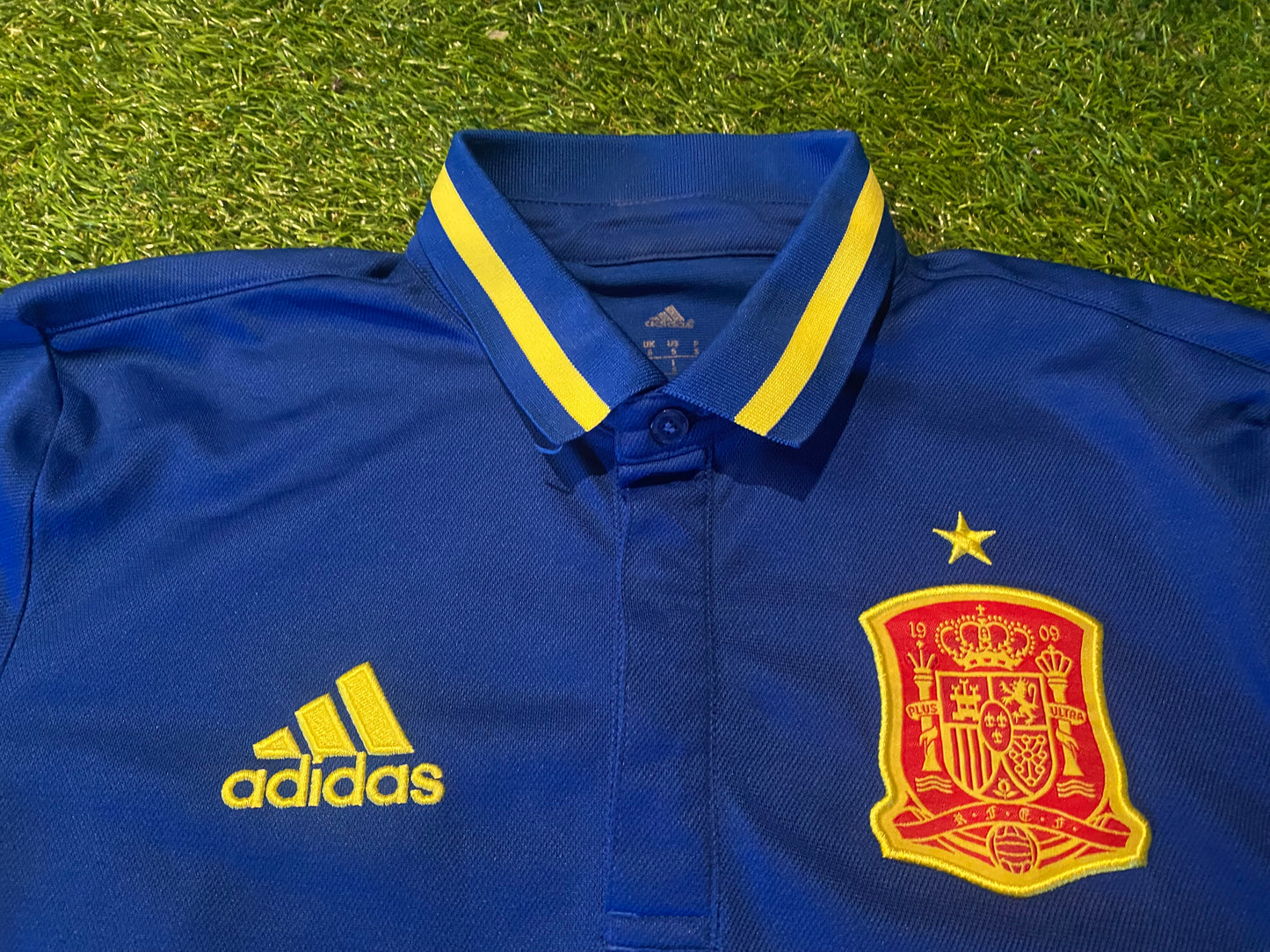 Spain Espana Spanish Football Soccer Small Mans Adidas Made Polo Shirt