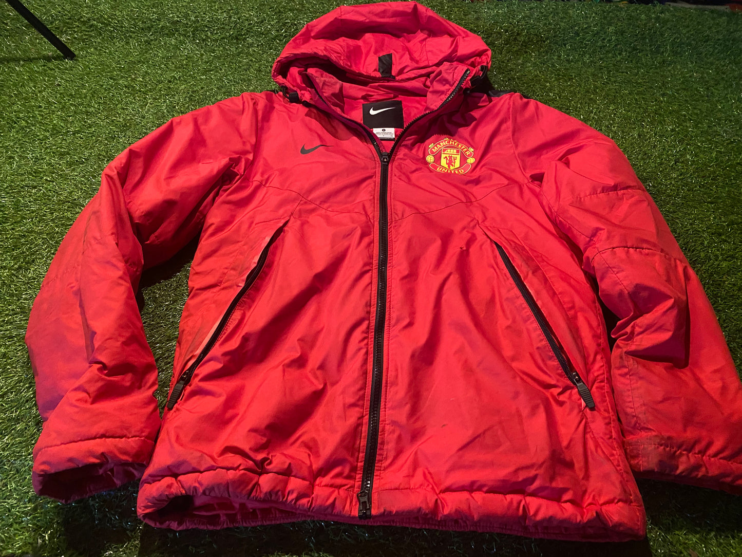 Manchester United Football Small Mans Nike Made Puffed Padded Hooded Zip Up Coat