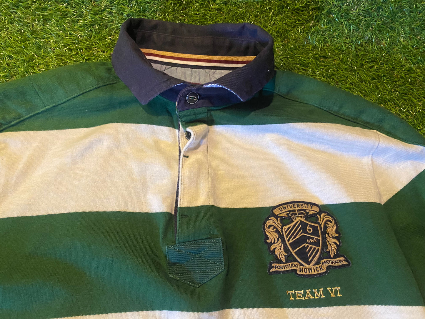 Howick University Fine Rugby Union Football Medium Mans L/S Heavy Polo Type Jersey