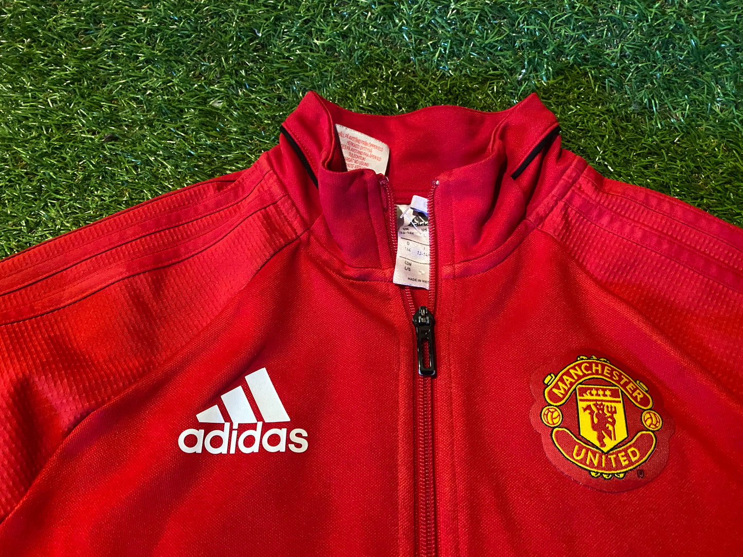 Manchester United England Football Soccer XL Boys 13-14 Year Old Adidas Zip Up Jacket