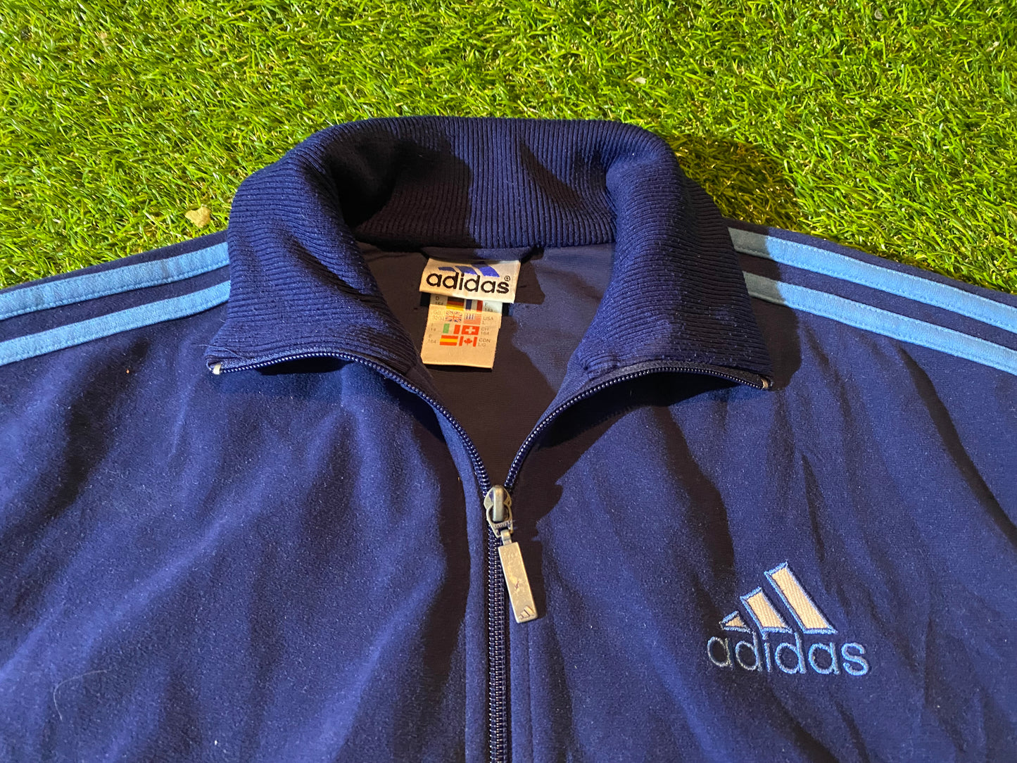 Adidas 3 Stripes Vintage Youths / Small Mans Soft Velvet Type Zip Up Tracksuit Jacket