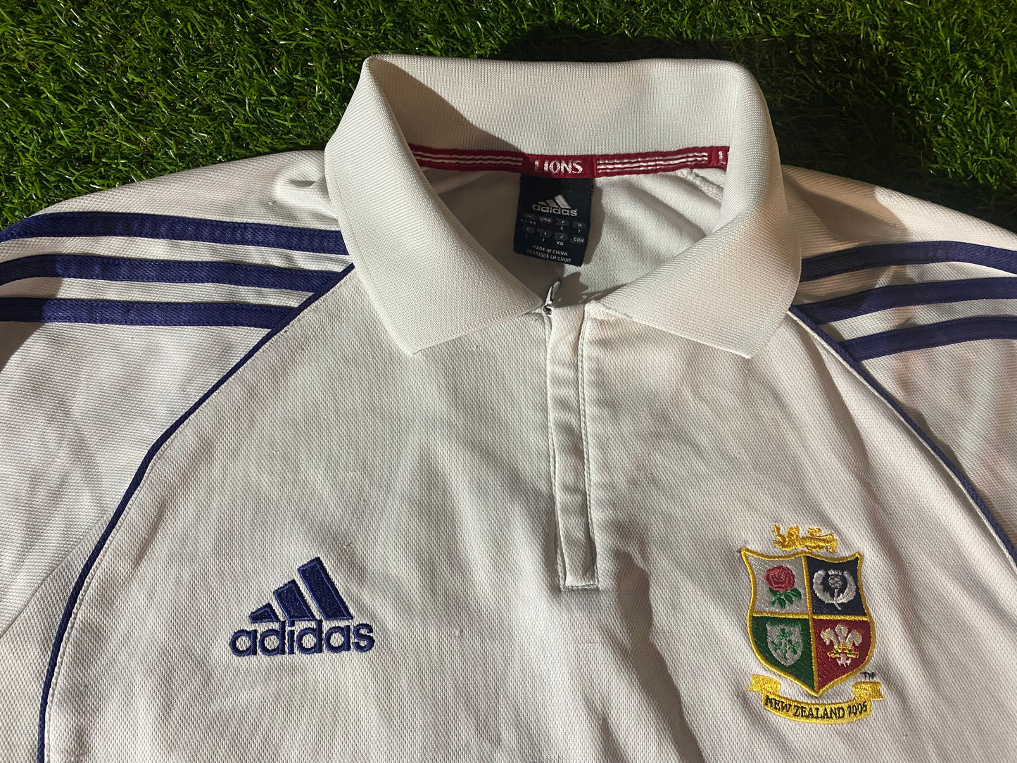 British & Irish Lions Rugby Union Football Large Mans 2005 Adidas Tour of New Zealand Polo Jersey