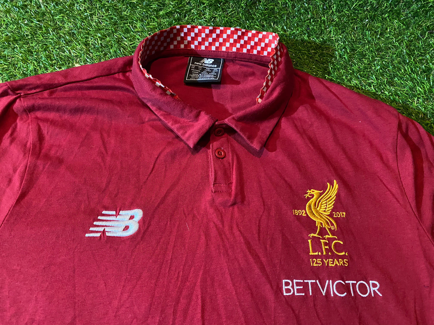 Liverpool England Football Soccer EPL XXL 2XL Mans New Balance Made 125 yr Polo Jersey