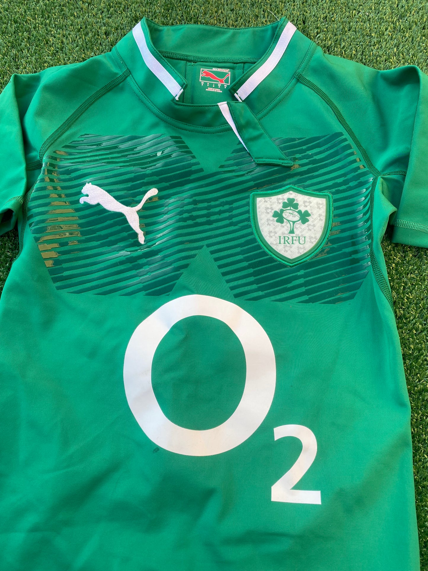 Ireland Eire Irish Rugby Union Small Mans Tight Fit Match Worn no5 Puma Made Jersey