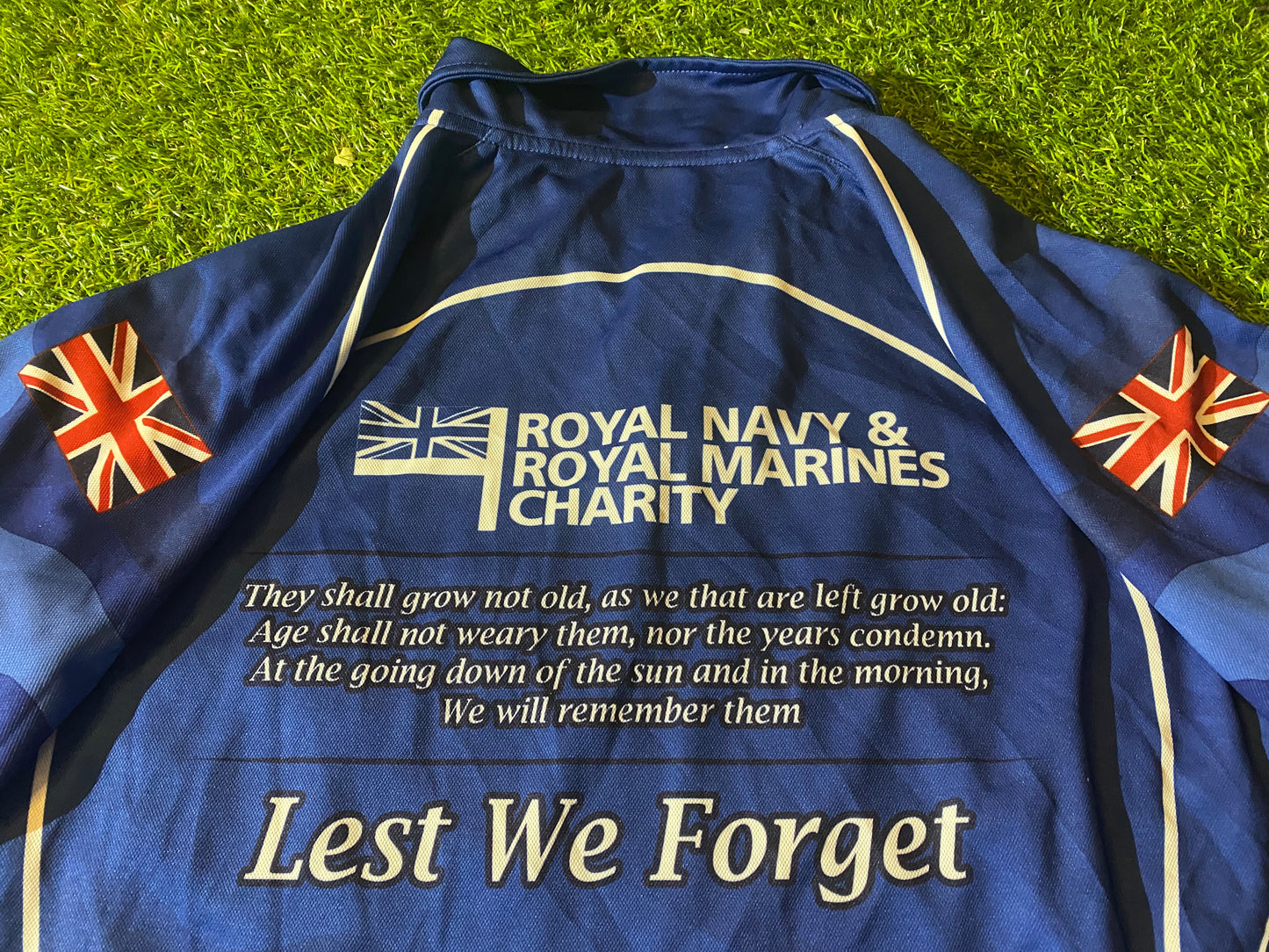 Royal Navy & Marines British Army Forces Rare Large Mans Lest We Forget Polo Jersey