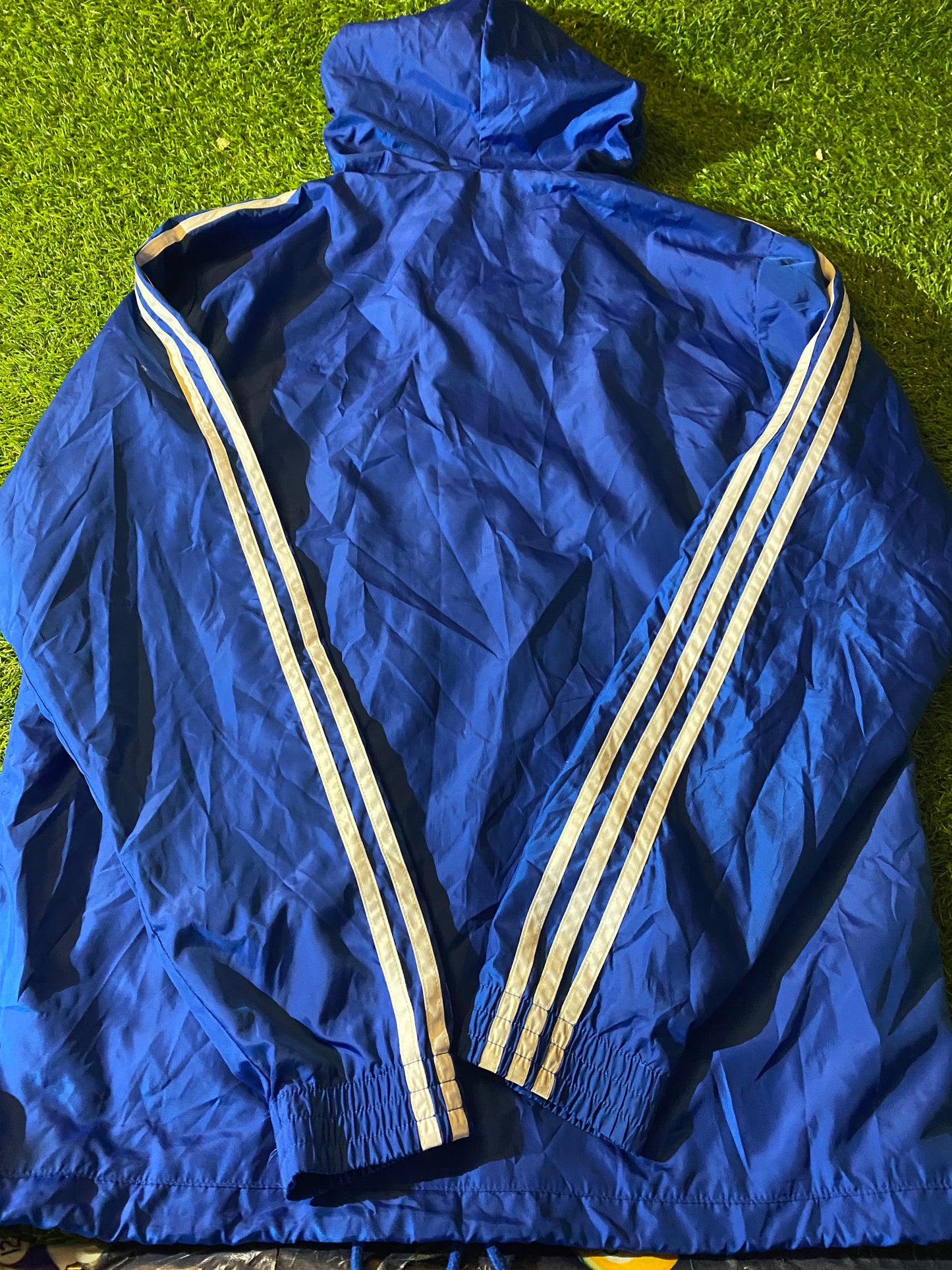 Adidas Sports 3 Stripes Medium Mans Lighter Full Zip Up Hooded Jacket / Coat