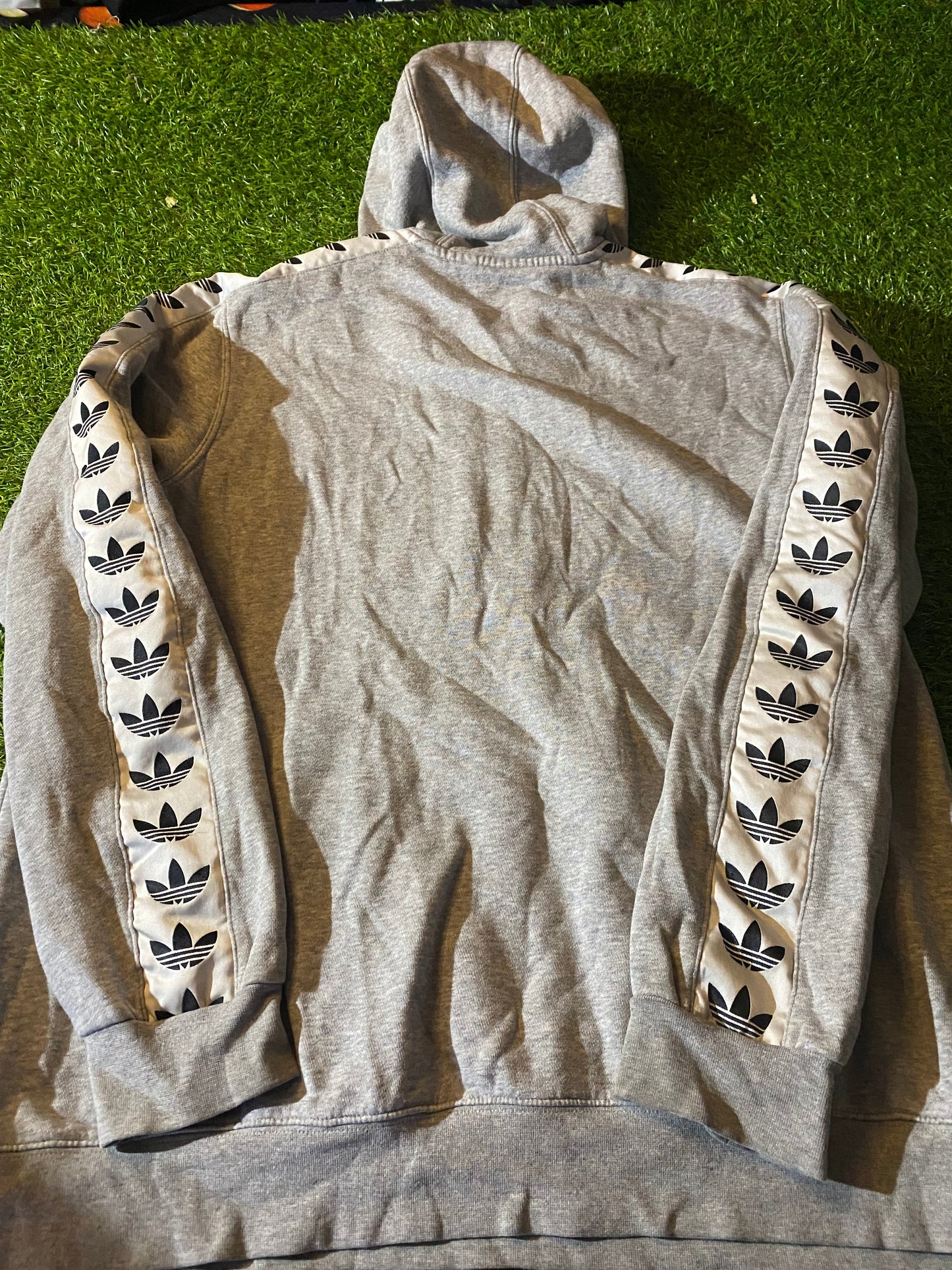 Adidas 3 Stripes Vintage Style Large Mans 1/4 Zip Up Hoody Hooded Top