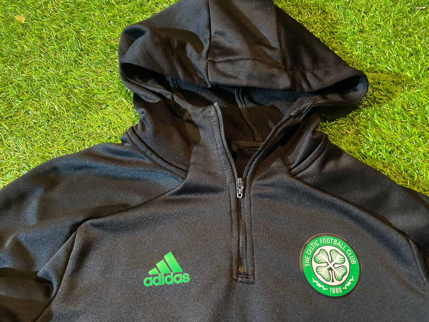 Celtic FC Scotland Football Large Boys 10-12 Year Old Zip Up Adidas Made Hoody Hooded Top