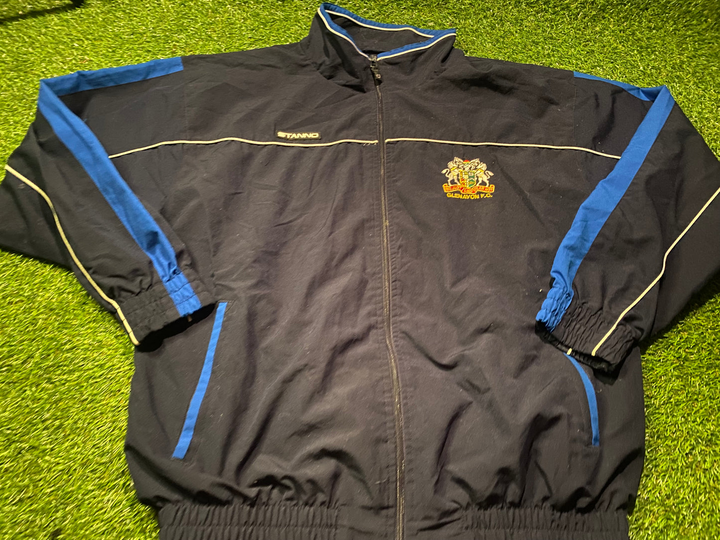Glenavon FC Northern Ireland Football XL Extra Large Mans Vintage Zip Up Lined Jacket