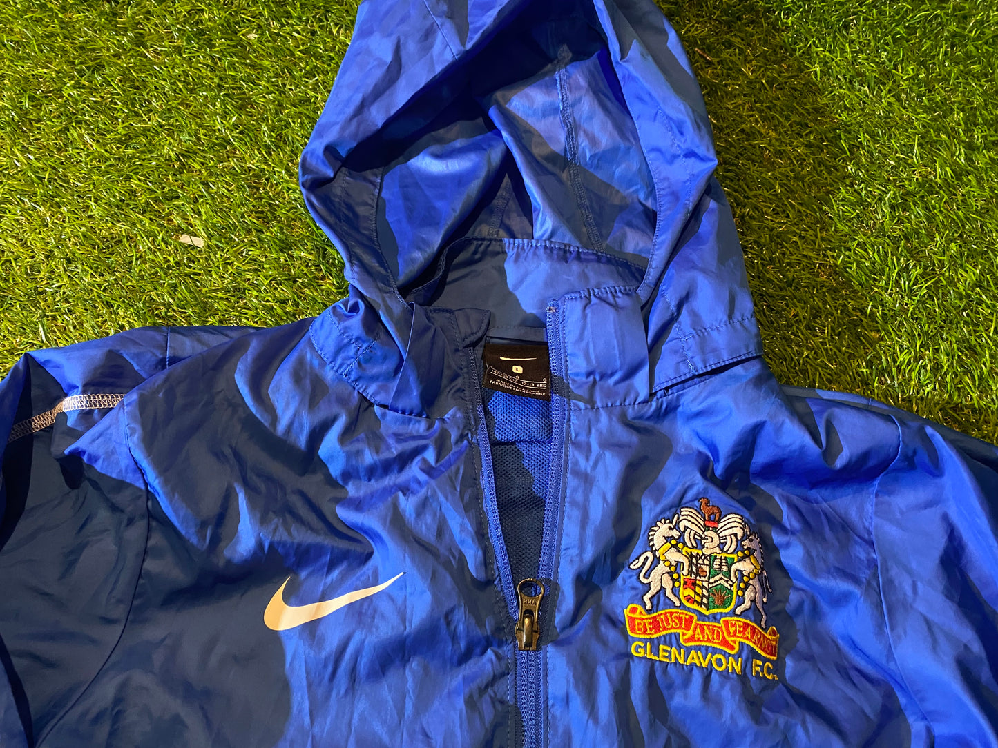 Glenavon FC Northern Ireland Football Large Boys 12-13 Year Old Zip Up Hooded Jacket / Coat