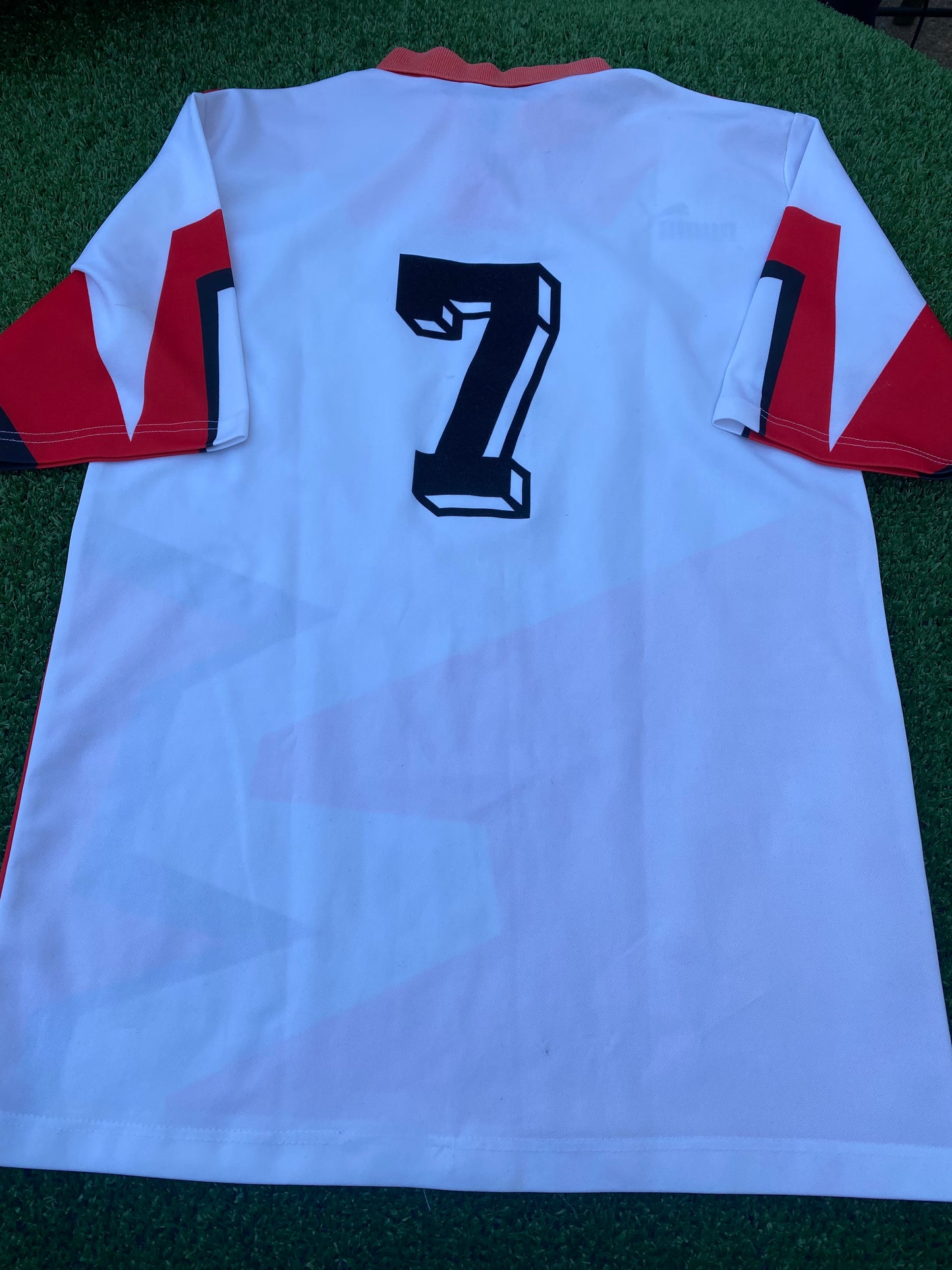 Puma 1980's Made Vintage Clothing Small Mans no7 Football Soccer Type Top / Jersey