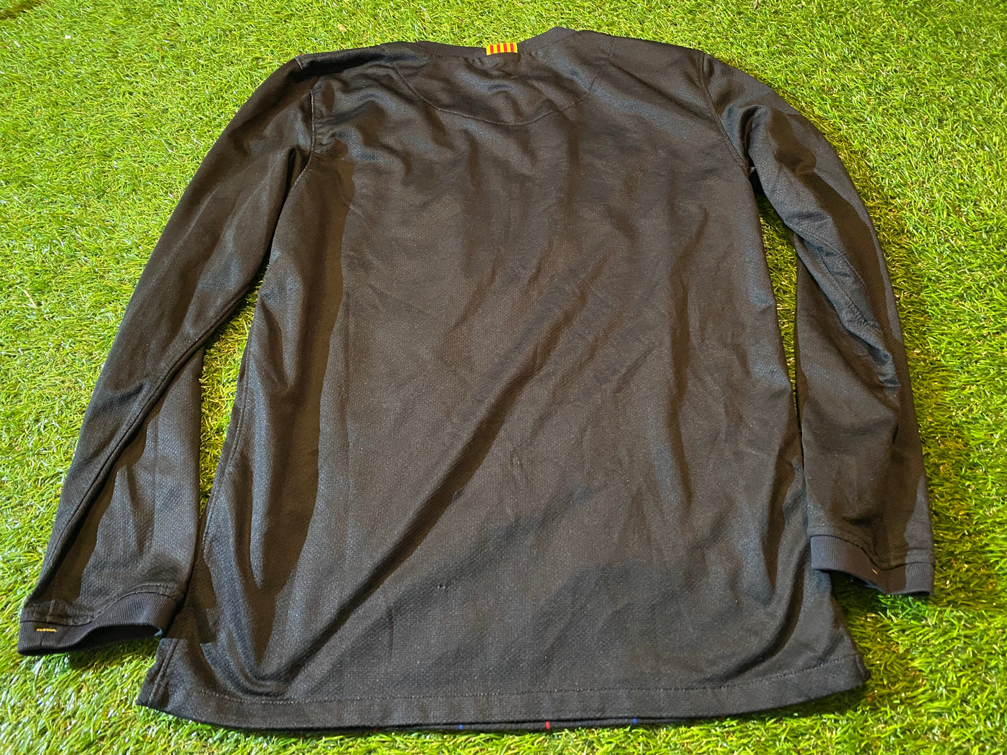 FCB Barcelona Spain Espana Football Large Boys 10-12 Year Old Nike Made Keepers Jersey