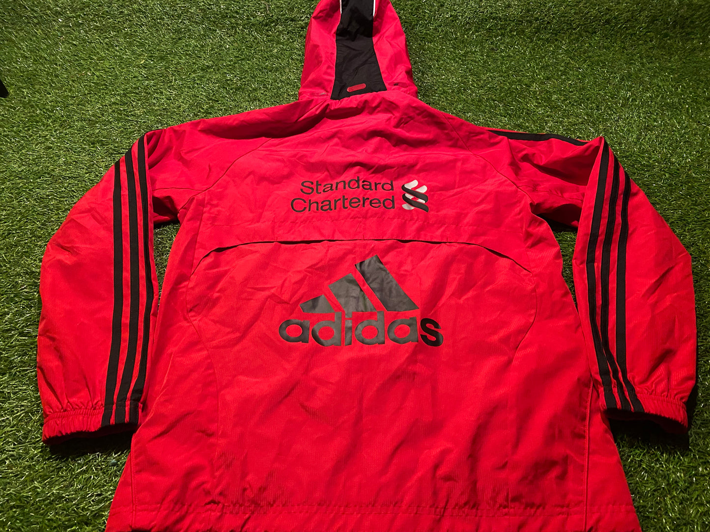 Liverpool FC England Football Youths / XL Boys 13-14 Year Old Lined Hooded Zip Up Adidas Jacket
