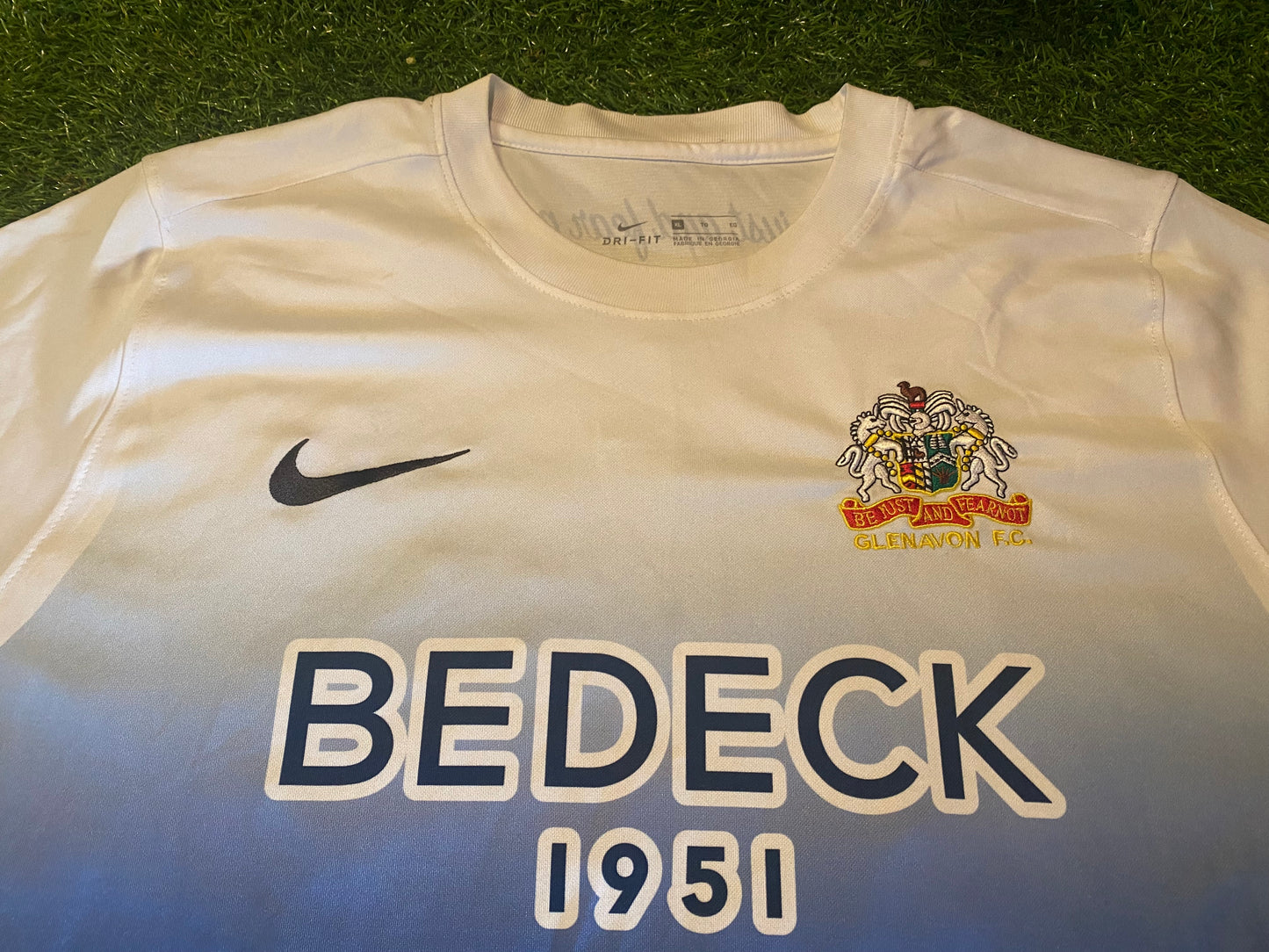 Glenavon FC Northern Ireland Football Large Mans Rare Nike Made Away Jersey