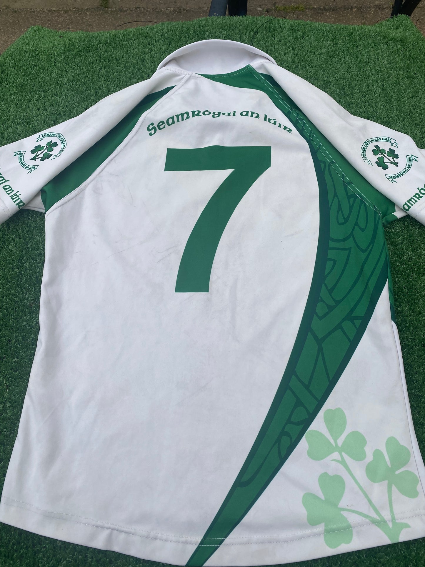 Roslea Shamrocks Co Fermanagh Ireland GAA Gaelic Football Hurling Medium Mans Match Worn No7 Jersey
