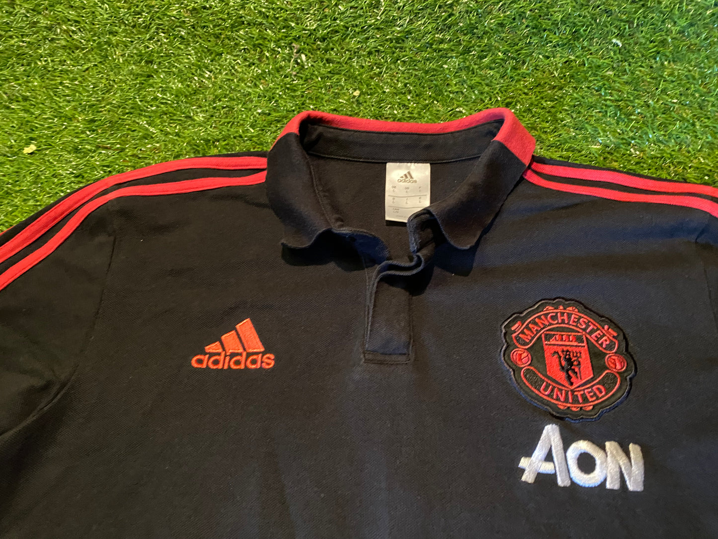 Manchester United England Soccer Football Large Mans Official Adidas MUFC Polo Jersey