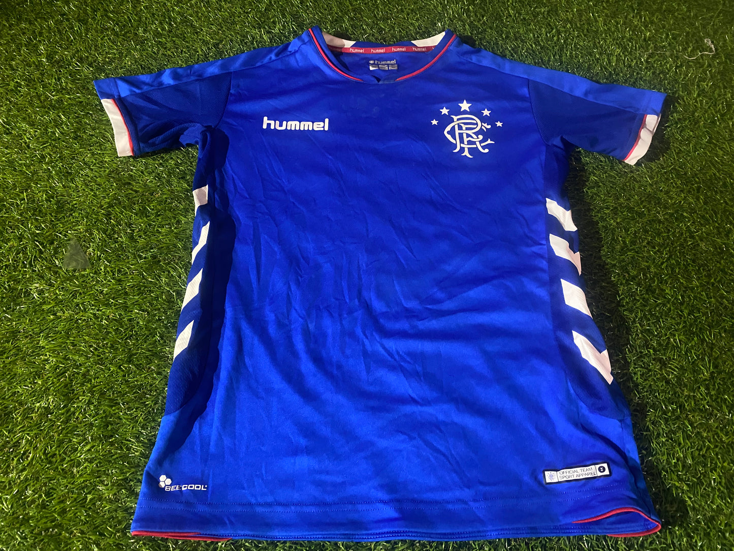 Glasgow Rangers Scotland Soccer Football XL Boys / Youths Hummel Made Home Jersey