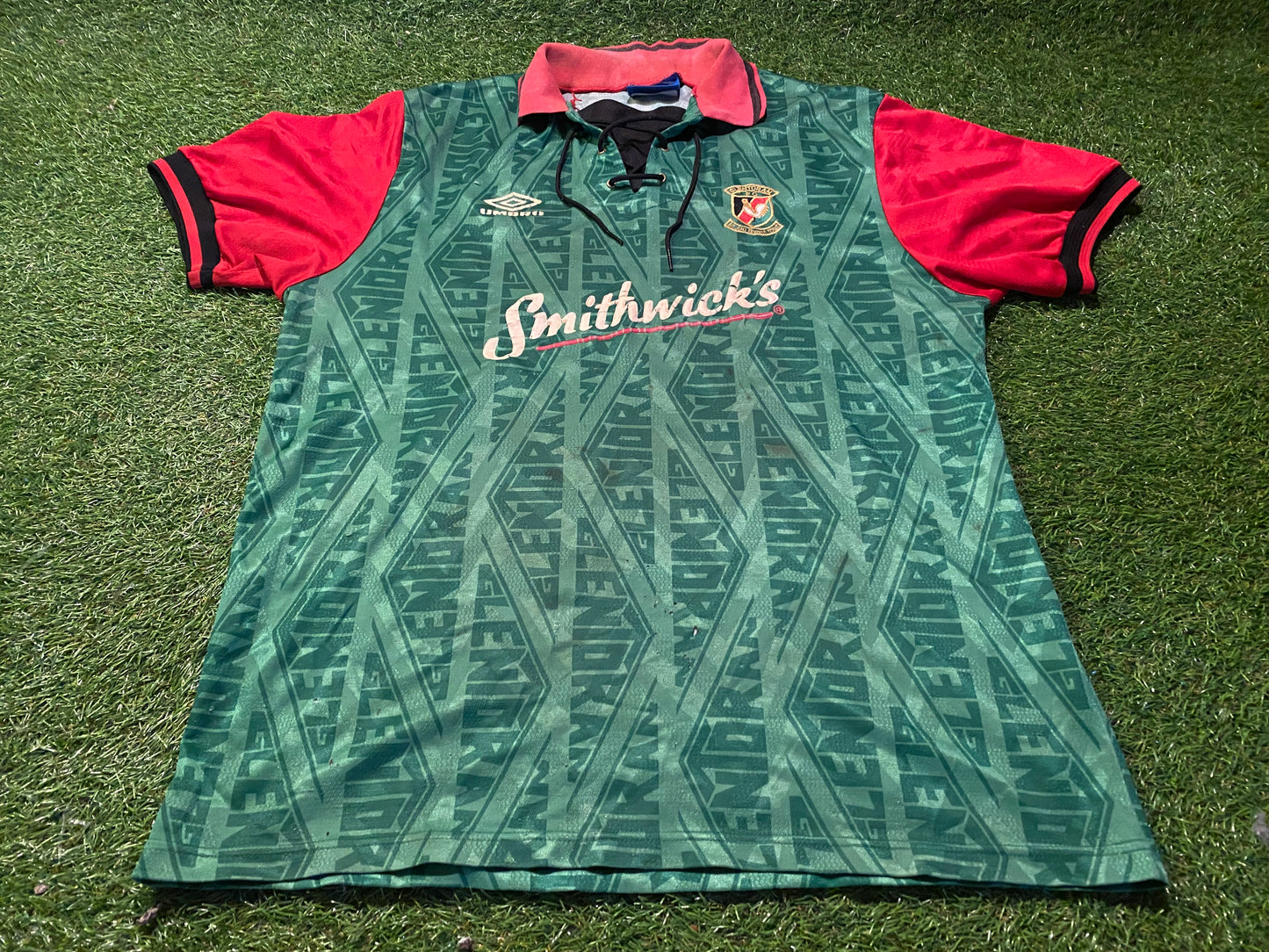 Glentoran FC Northern Ireland Football Rare Vintage Umbro XL Extra Large Mans 1992 Home Jersey