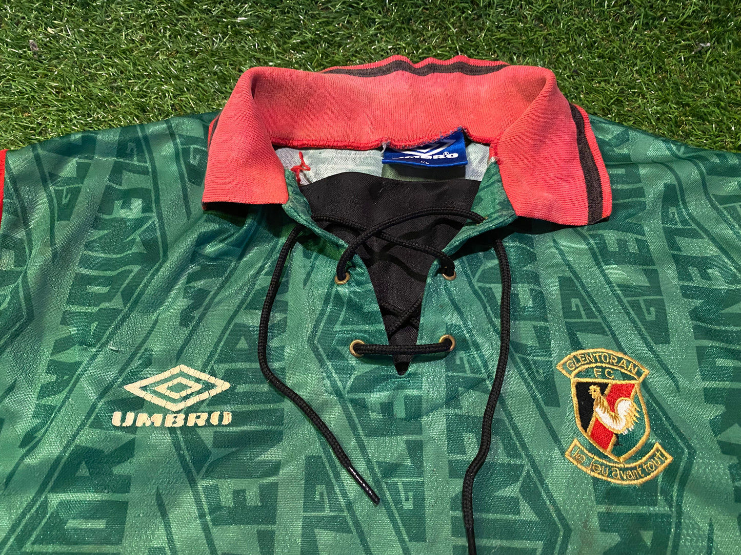 Glentoran FC Northern Ireland Football Rare Vintage Umbro XL Extra Large Mans 1992 Home Jersey