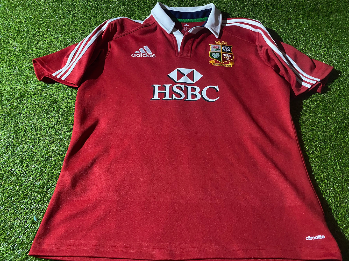 British & Irish Lions Rugby Union Football XL Mans Jamie Roberts no8 2013 Adidas Tour of Australia Jersey