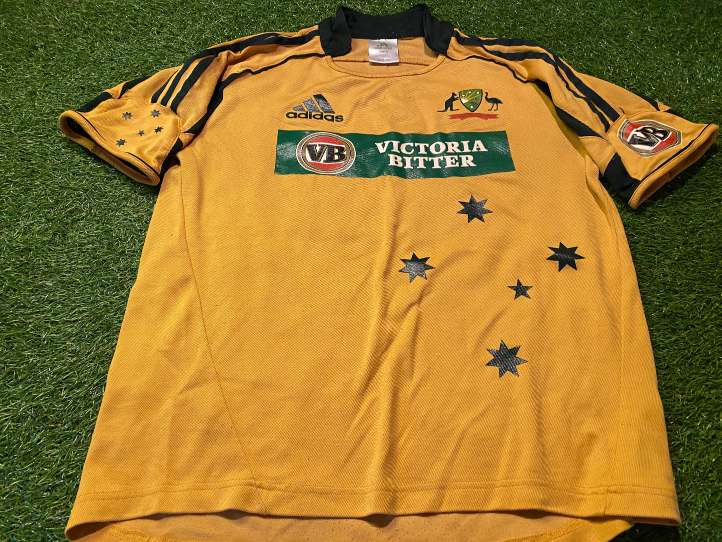 Australia Oz Cricket Medium Mans Vintage Adidas Made Polo Jersey