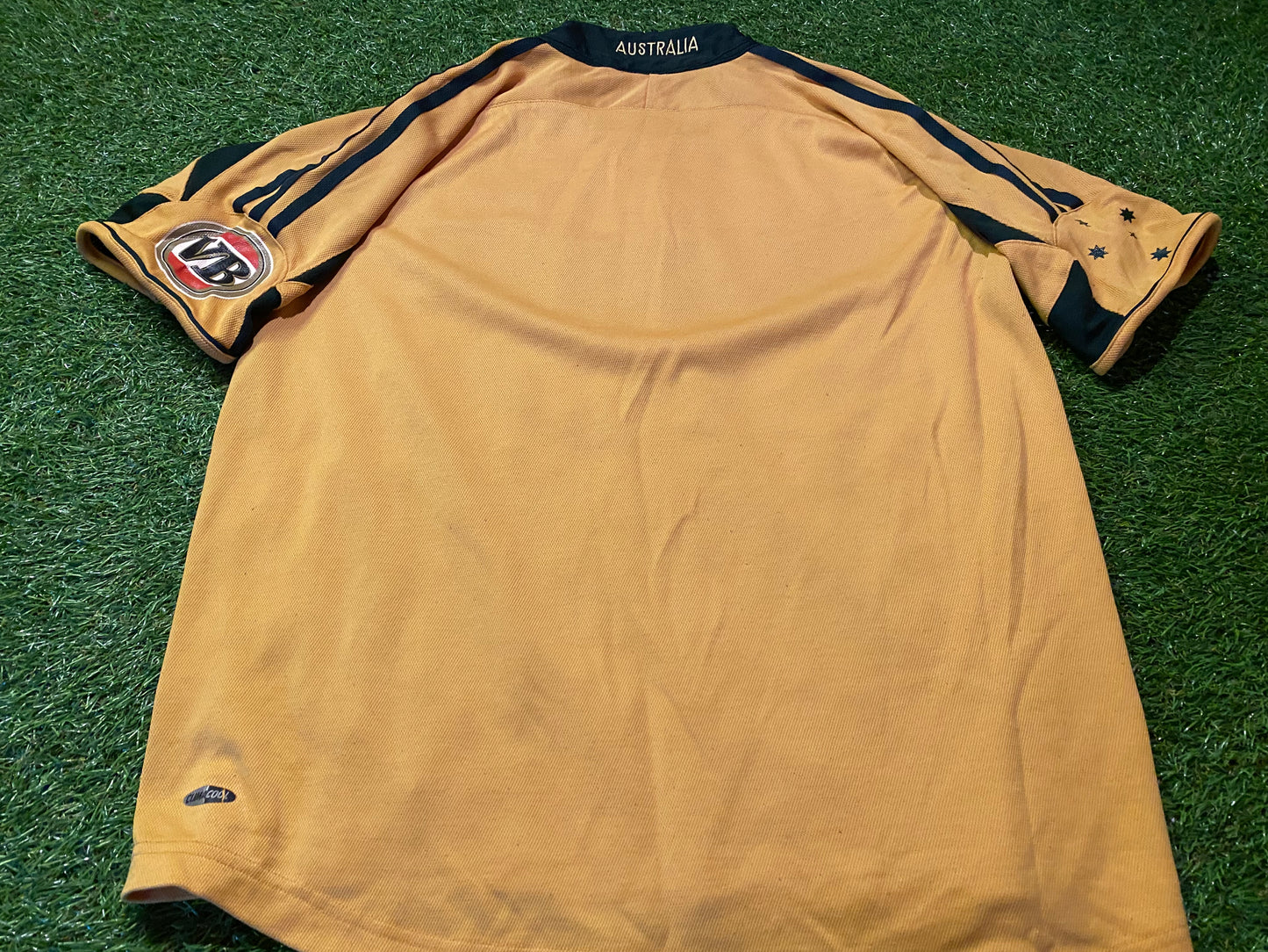 Australia Oz Cricket Medium Mans Vintage Adidas Made Polo Jersey