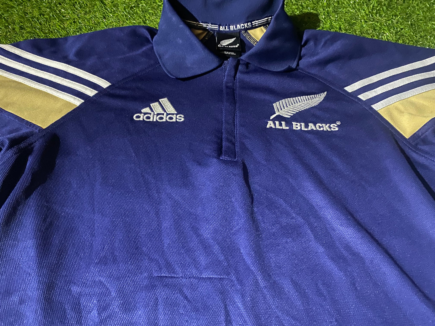 New Zealand All Blacks Rugby Union Football Small Mans Adidas Made Polo Jersey