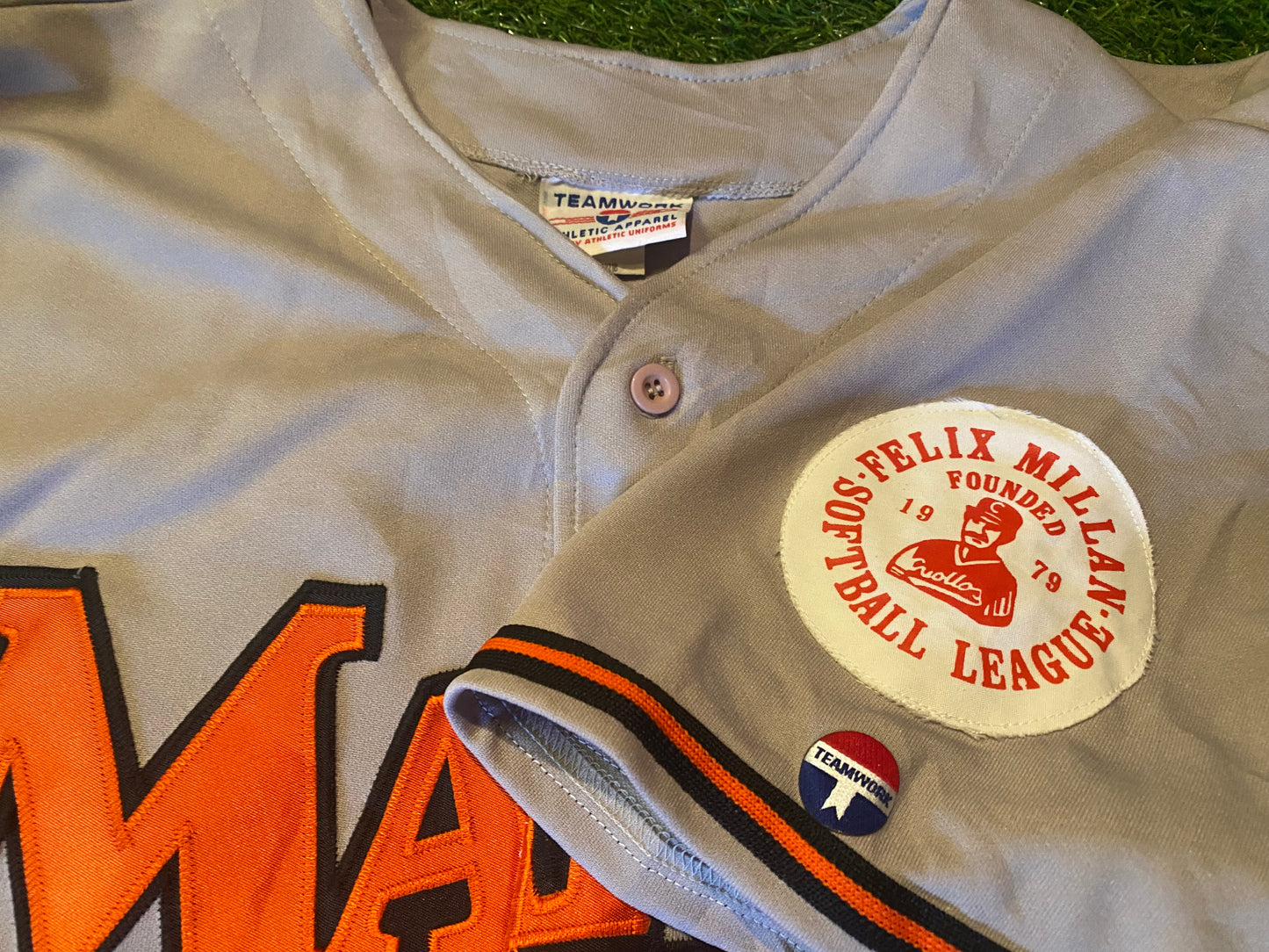 felix millan Atlanta softball league rare Vintage Large Mans Teamwork Made no98 jersey