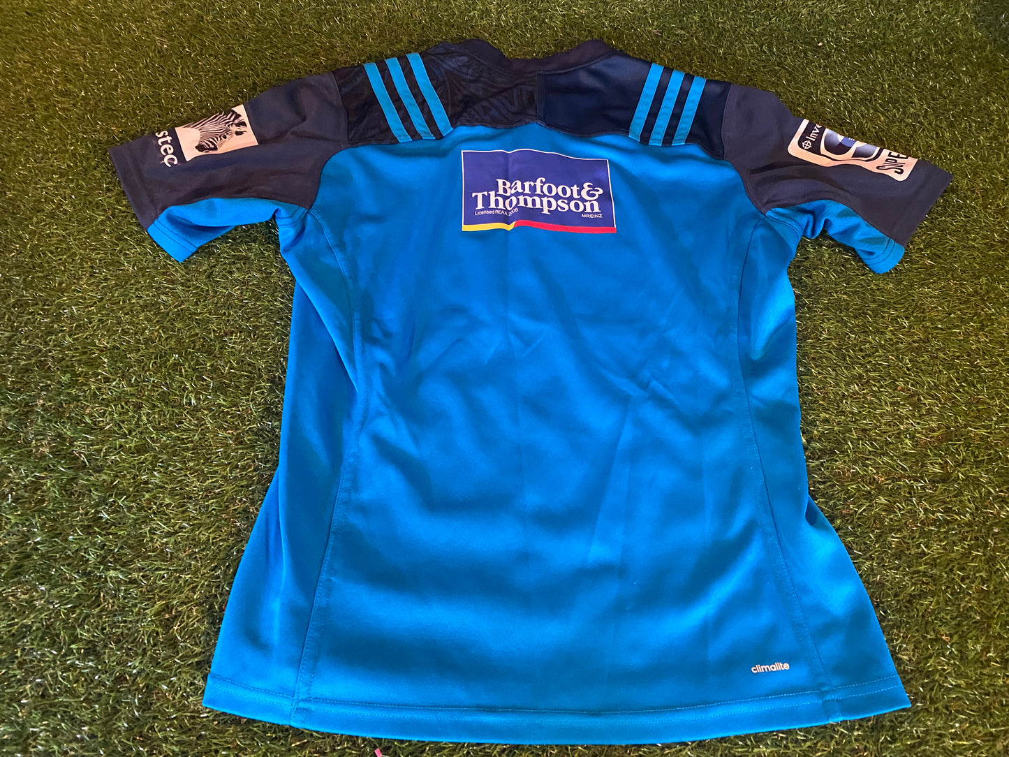 Auckland Blues New Zealand Rugby Union Football Medium Mans Adidas Made Jersey