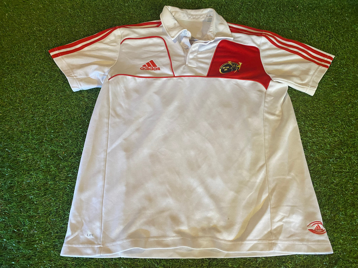 Munster Eire Irish Rugby Union Football Medium Mans Leisure Adidas Polo Jersey