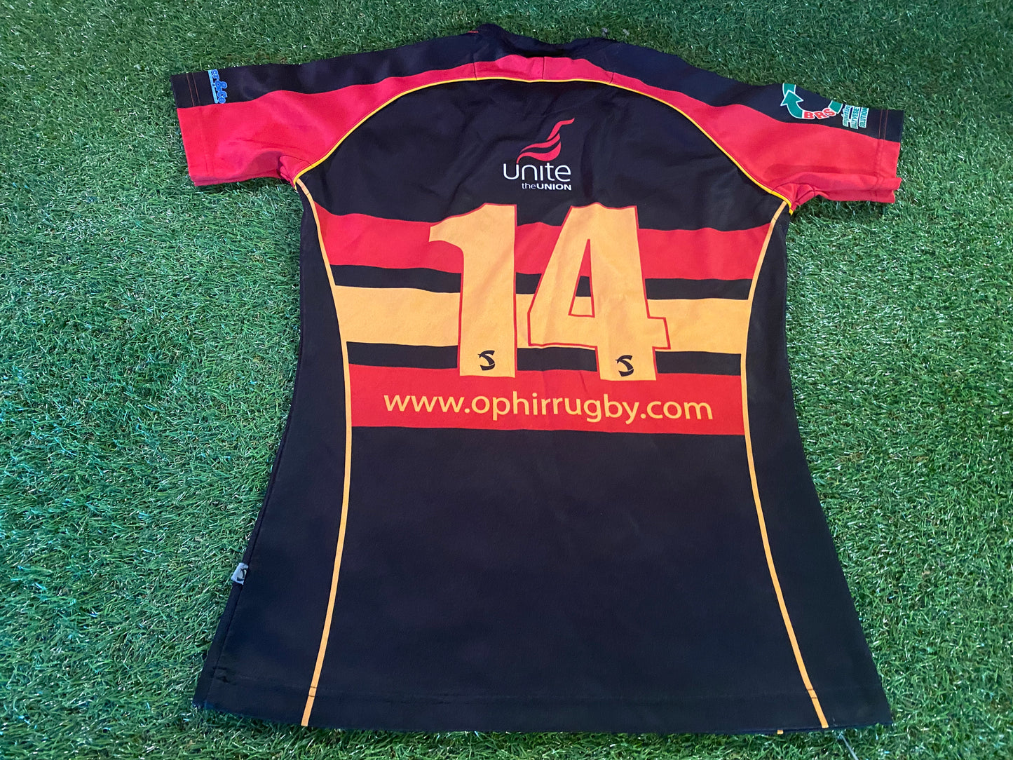 Ophir RFC Ireland Irish Rugby Union Medium Mans no14 Tight Fit Match Worn Jersey