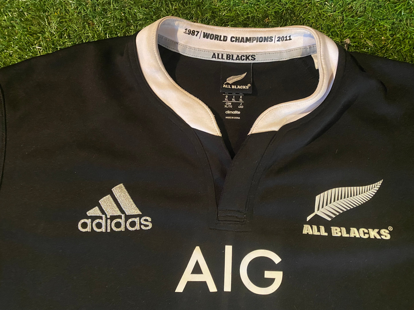 New Zealand All Blacks Rugby Union Football XL Extra Large Mans Adidas Home Jersey