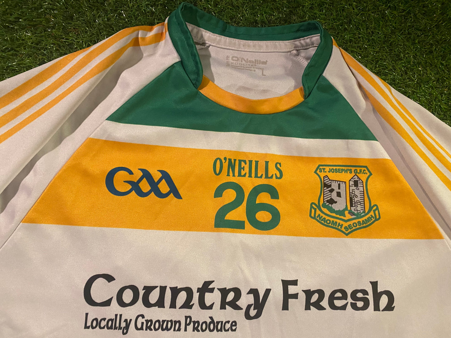 St Josephs GFC GAA Gaeling Football Hurling Large Mans Tight Fit Match worn no26 Jersey