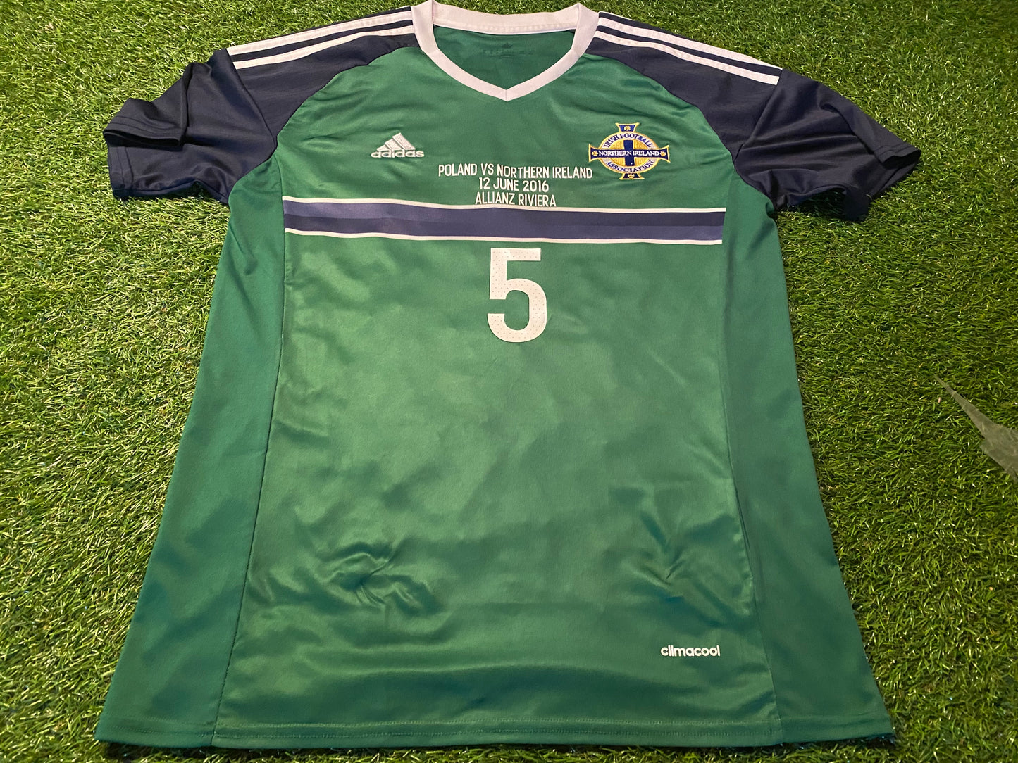 Poland v Northern Ireland Euro 2016 Football Medium Mans Adidas Made Jonny Evans no5 Home Jersey