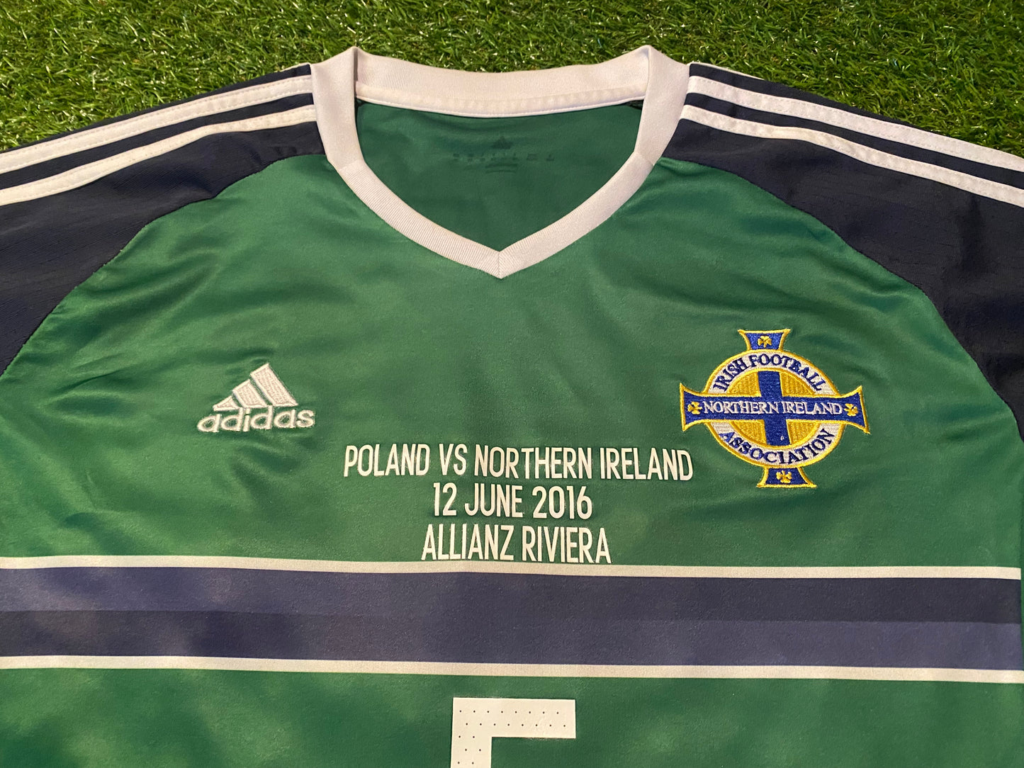 Poland v Northern Ireland Euro 2016 Football Medium Mans Adidas Made Jonny Evans no5 Home Jersey