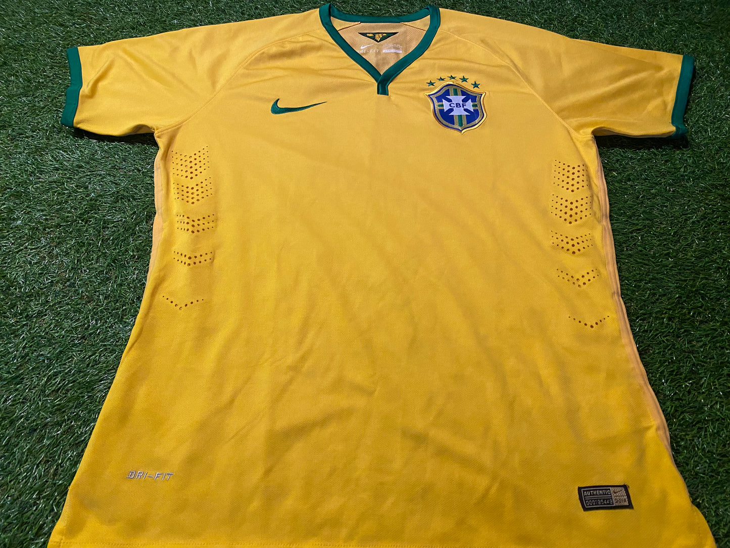 Brazil Brasil Soccer Football Large Mans Rare 2014 Nike Made Player Issued Home Jersey