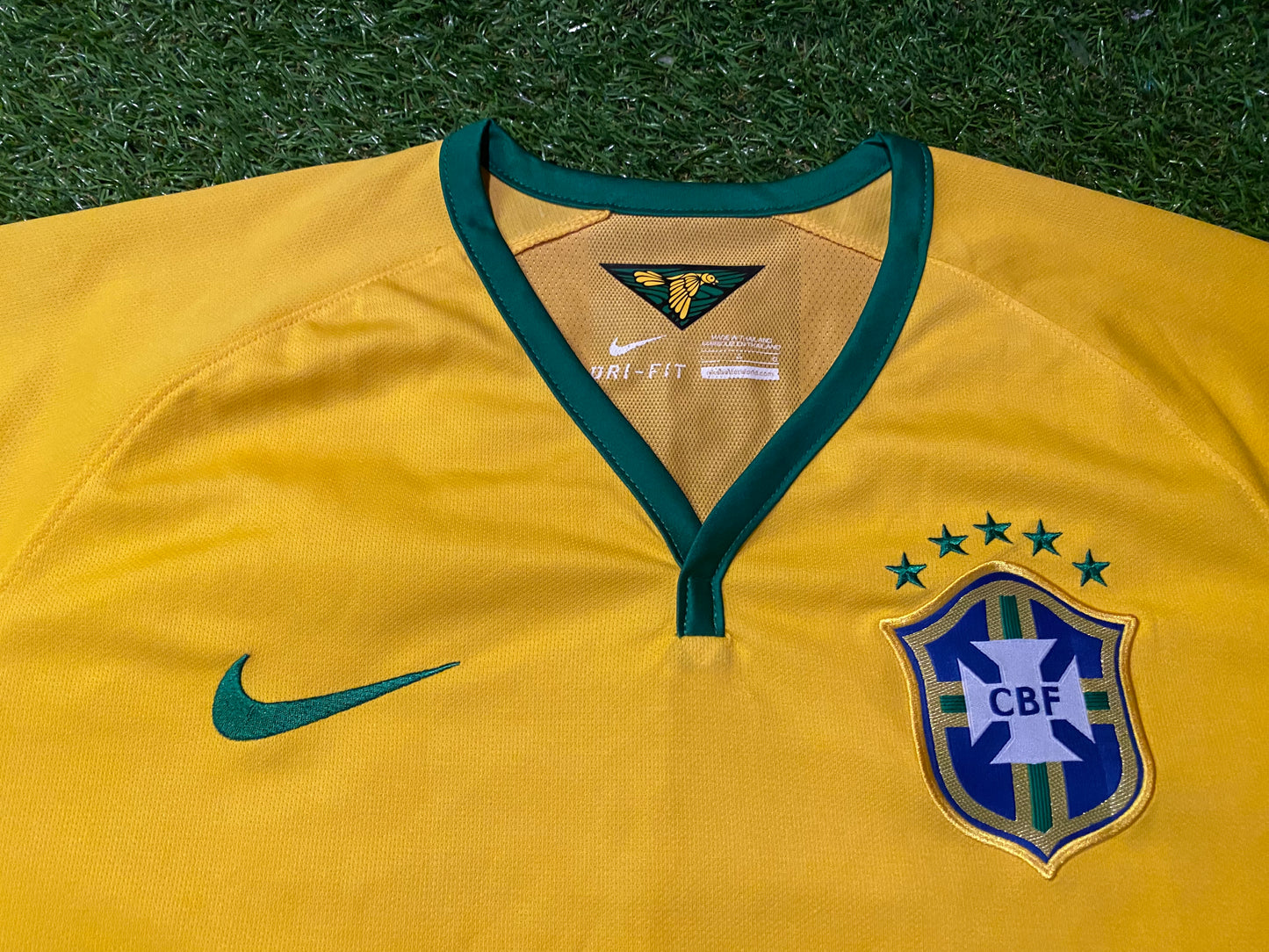 Brazil Brasil Soccer Football Large Mans Rare 2014 Nike Made Player Issued Home Jersey