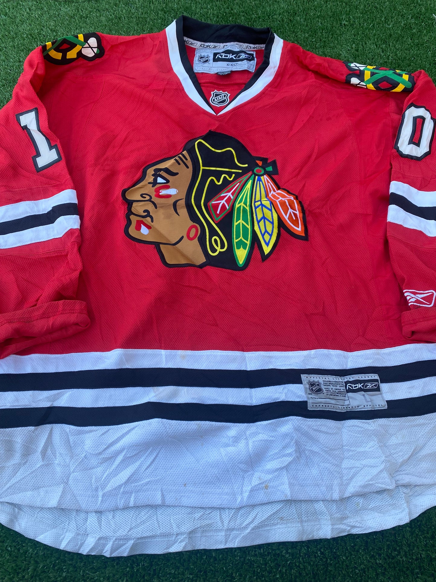 Chicago Blackhawks Ice Hockey NHL USA Large Mans Sharpe no10 CCM Big Reebok Jersey