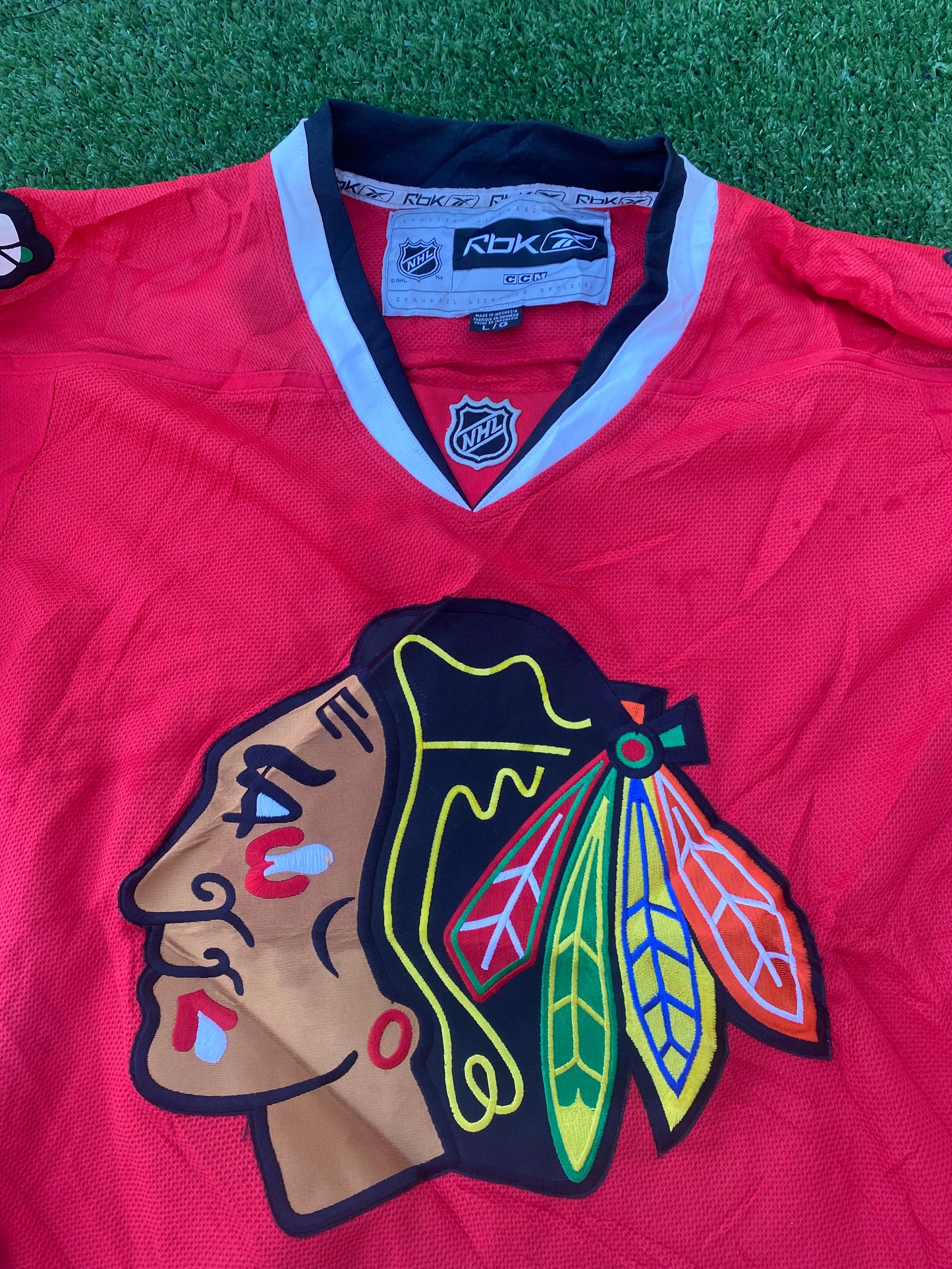 Chicago Blackhawks Ice Hockey NHL USA Large Mans Sharpe no10 CCM Big Reebok Jersey