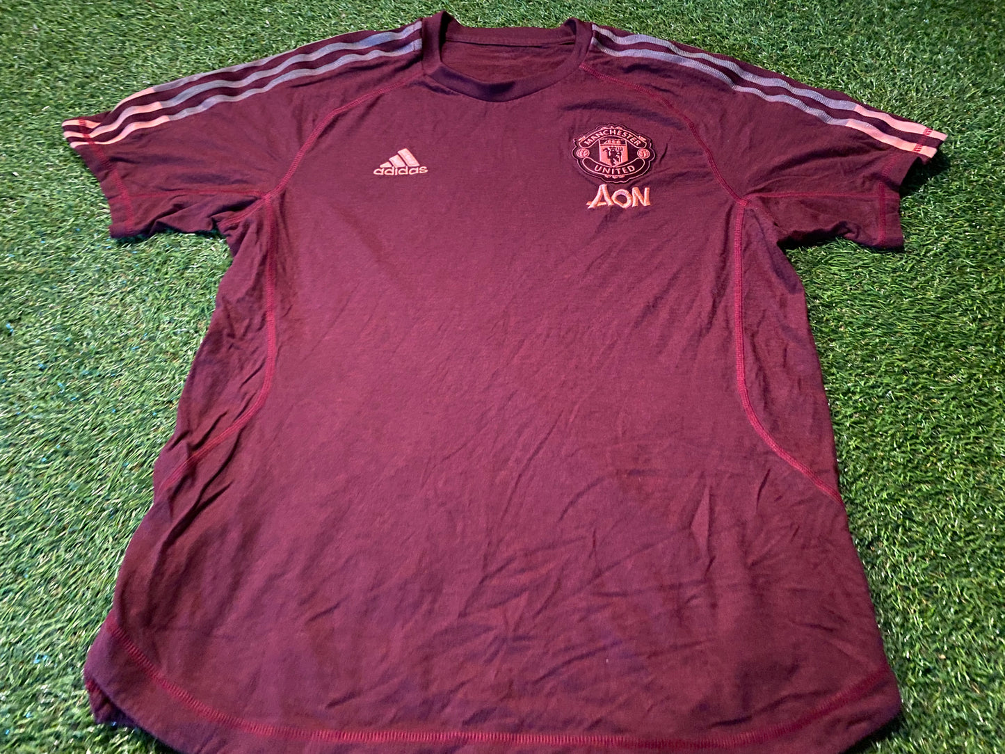 Manchester United England Football Soccer Large Mans Adidas Made Cotton T Shirt