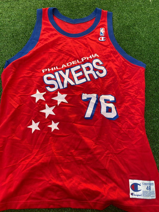 Philadelphia 76ers USA NBA Basketball Rare Large Mans Champion Shawn Bradley no76 Jersey