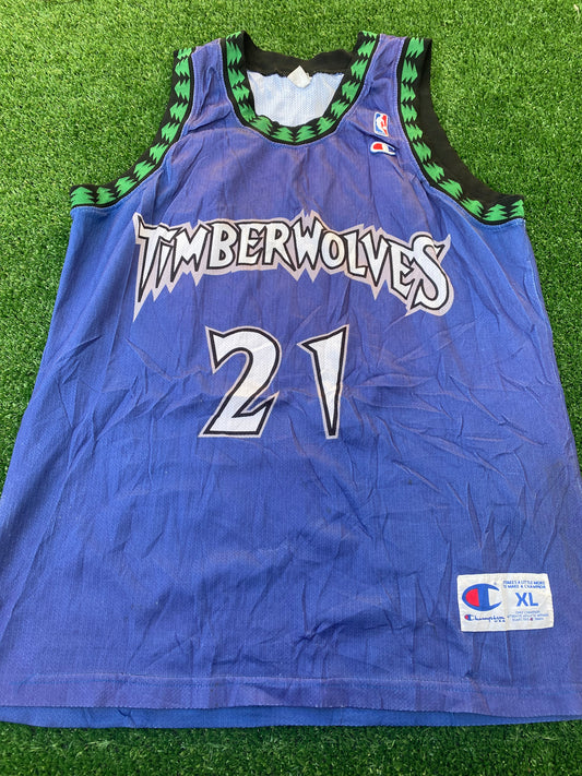 Minnesota Timberwolves NBA Basketball USA Large Mans Vintage Kevin Garnet no21 Champion Jersey